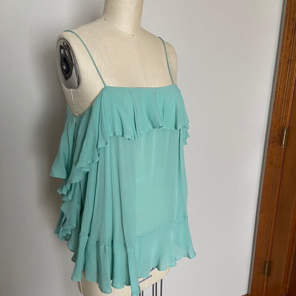 Intimately Free People Teal Ruffle Top - Picture 3 of 5